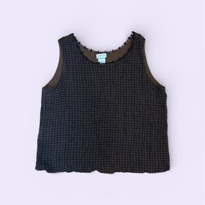 Vintage Koret Black Textured Tank Top - Reversible